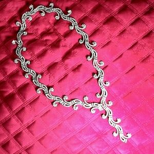 Pavé Style Rhinestone Swirl Y Necklace 20" with 4" Drop Pendant Designer Glam